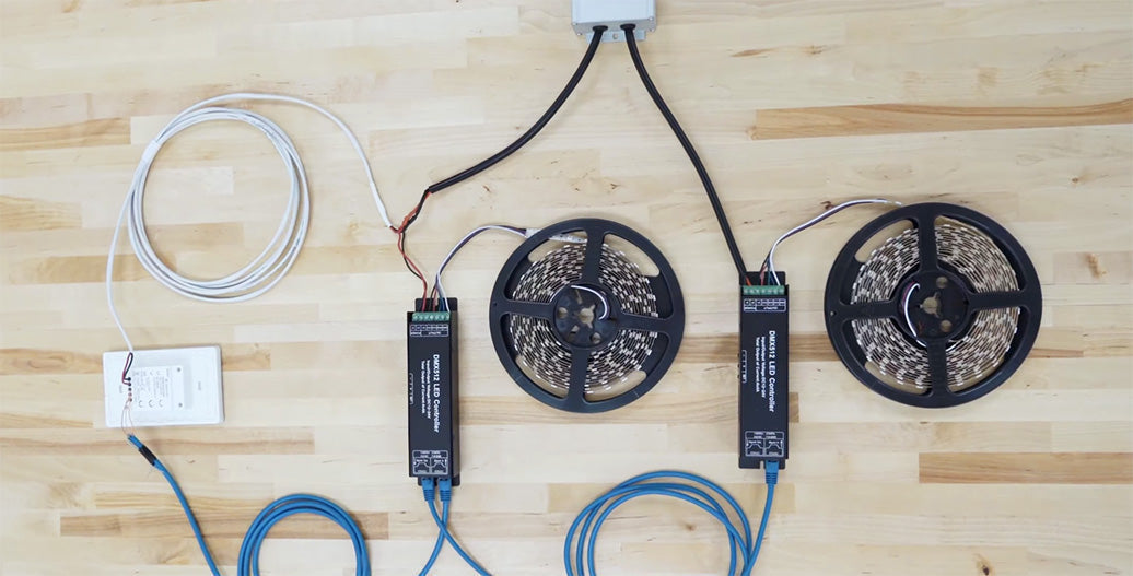 DMX lighting system on table