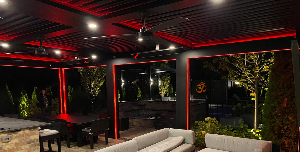 Red pergola lighting