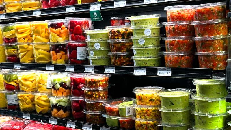 Produce Section in grocery store lit by LEDs