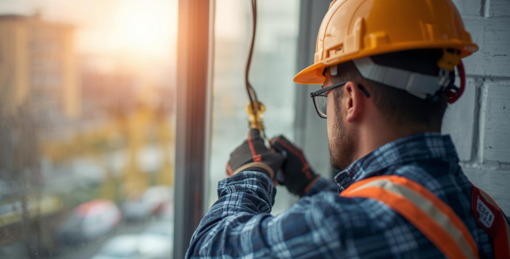 Electrician working on wiring