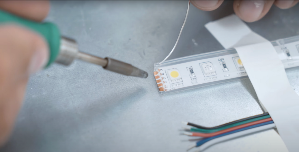 Soldering a waterproof strip light