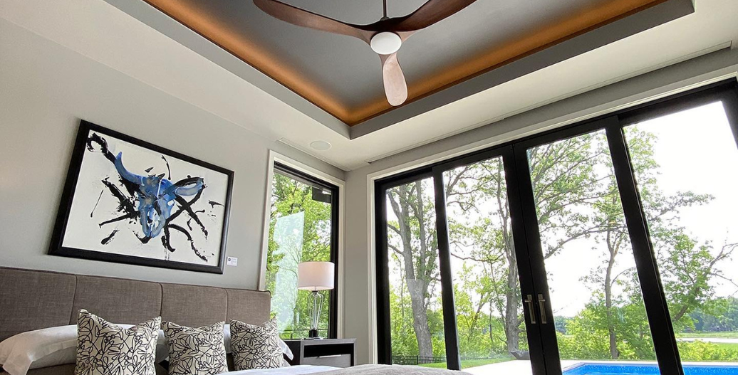 Bedroom with strip lighting