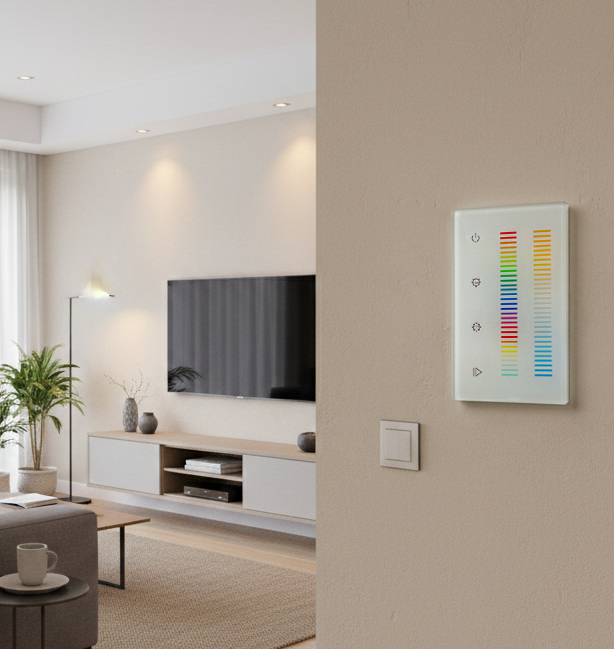 In-Wall Touch Panel Controller DMX + RF for RGBCCT Lights