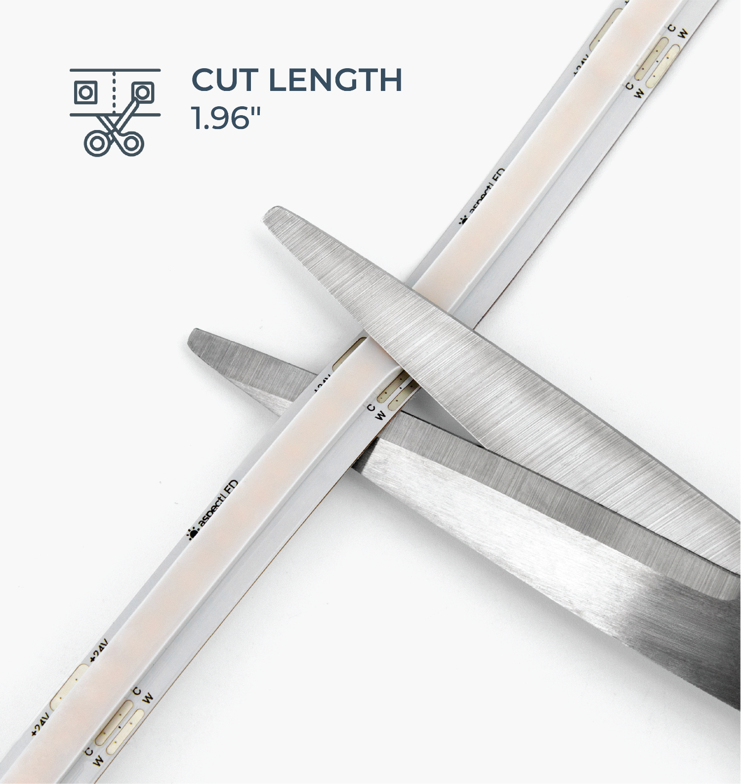 Metal cutting blades with cut length measurement on a white background
