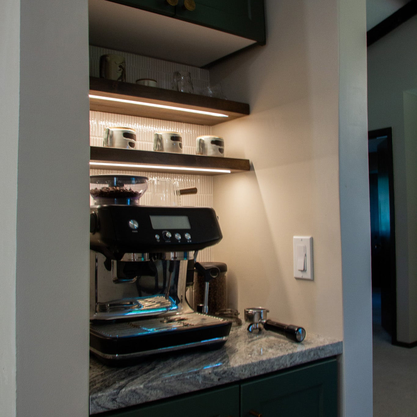 Coffee Bar with Dotless Strip Lights