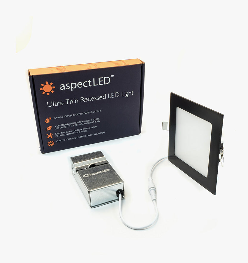 6" Ultra-Thin Square Recessed In-ceiling Light - 9 Watt (65 Watt Equivalent)