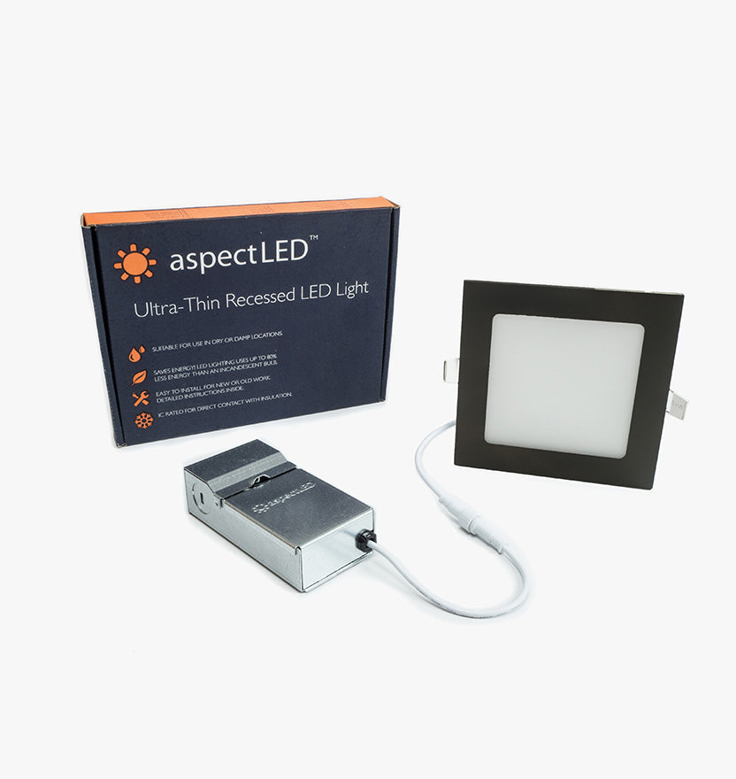 6" Ultra-Thin Square Recessed In-ceiling Light - 9 Watt (65 Watt Equivalent)