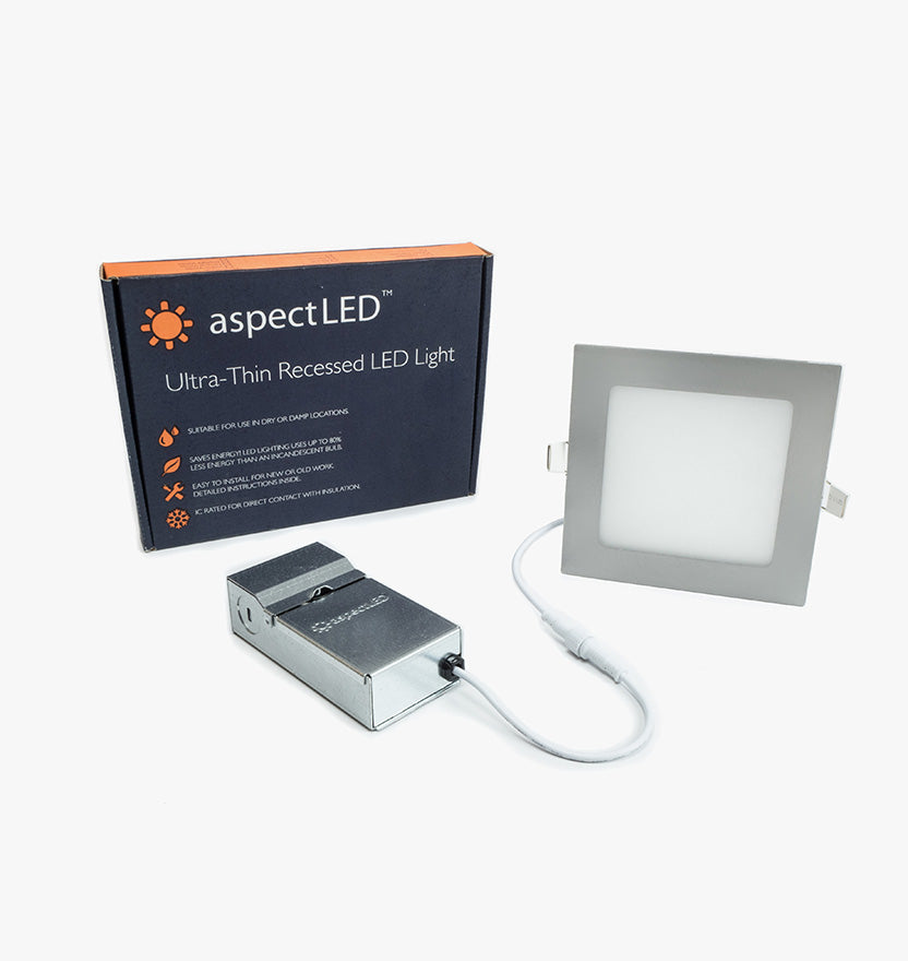 6" Ultra-Thin Square Recessed In-ceiling Light - 9 Watt (65 Watt Equivalent)