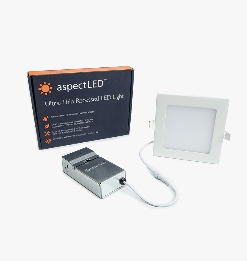 6" Ultra-Thin Square Recessed In-ceiling Light - 9 Watt (65 Watt Equivalent)