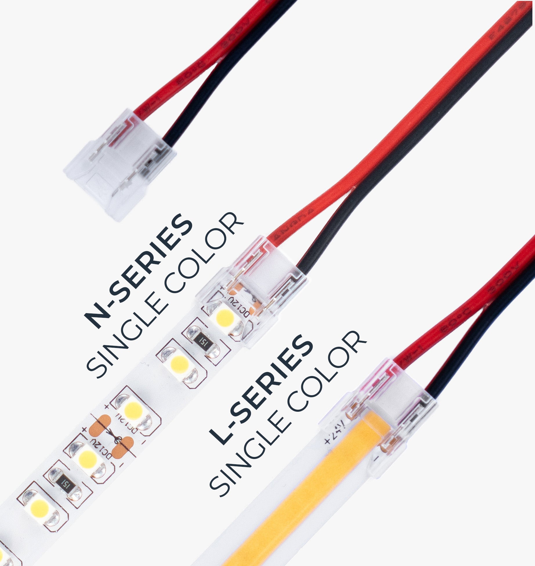 L & N-Series Single Color Solderless Pigtail Bite Connector