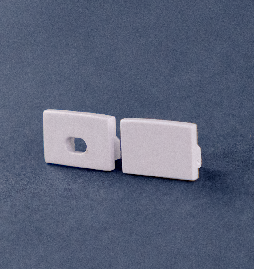 End Cap for Narrow, Tile-In Channel