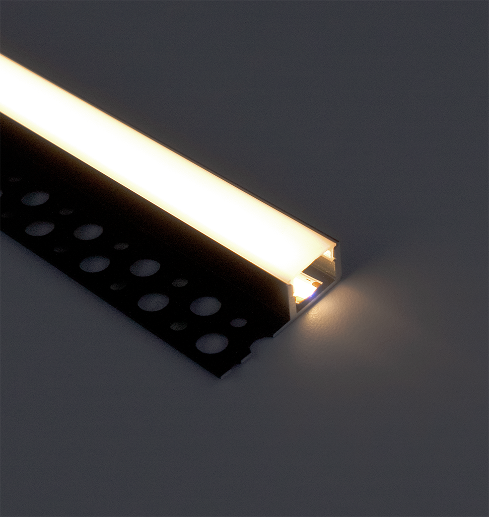 Tile-In LED Edge Profile Channel, Narrow - Black
