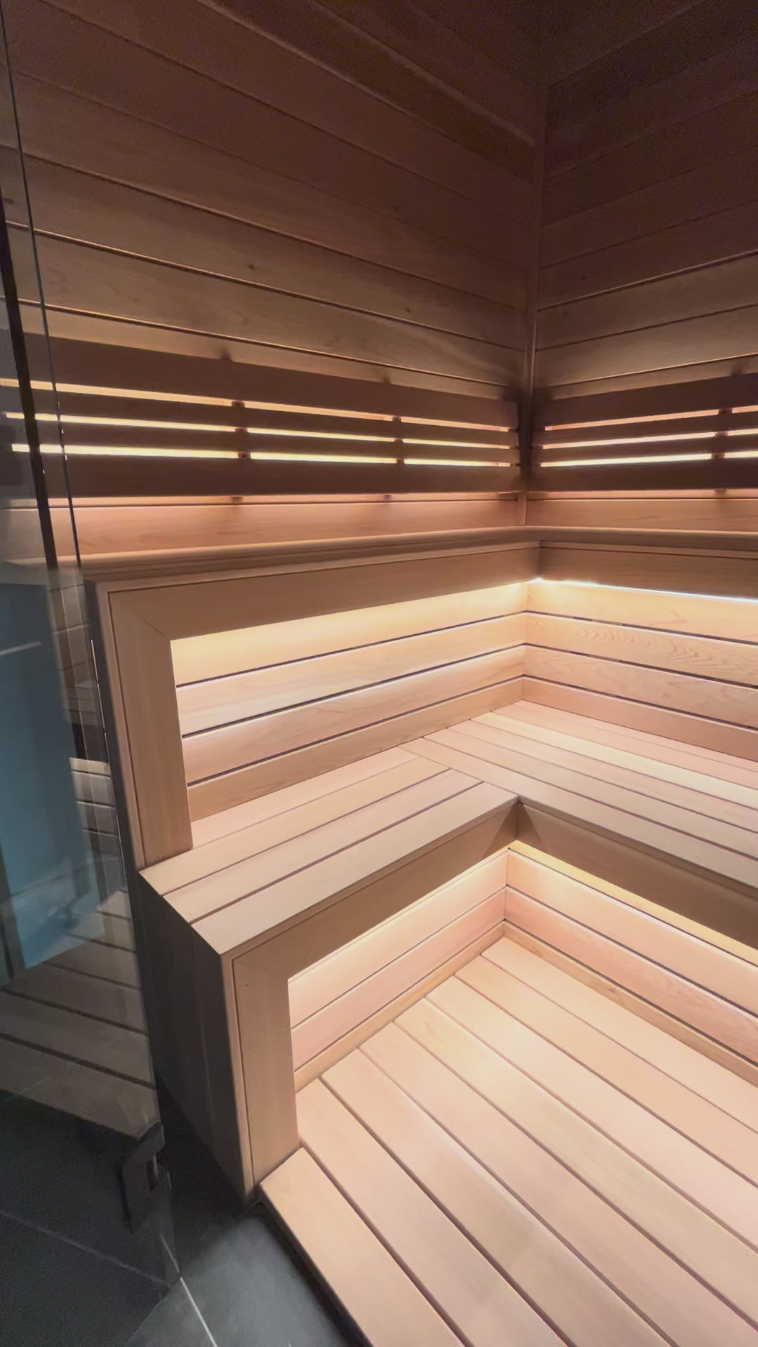 Load video: Sauna illuminated by LED strip lighting
