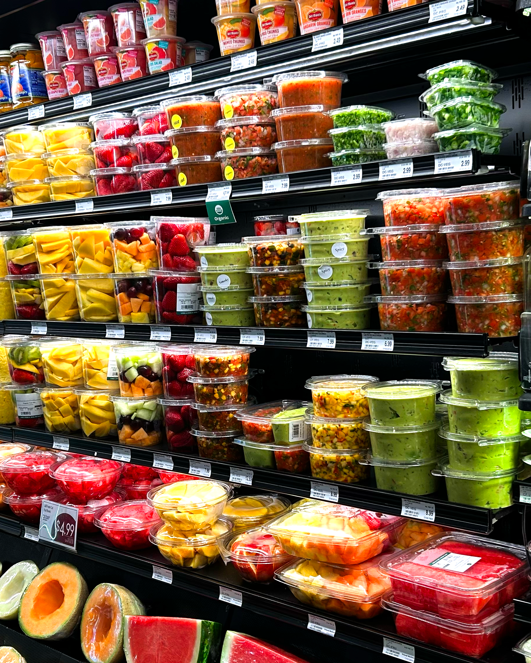 Produce Section in grocery store lit by LEDs